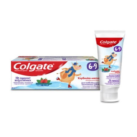 Зубная паста Colgate детская с фторидом Клубника-мята от 6 до 9 лет, 60 г