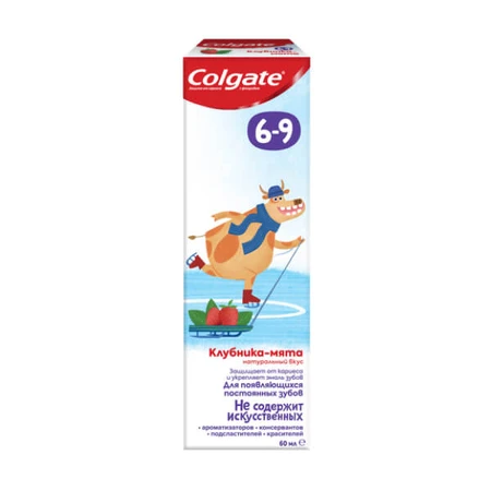 Зубна паста Colgate дитяча з фторидом Полуниця-м`ята 6-9 років, 60 г: ціни та характеристики