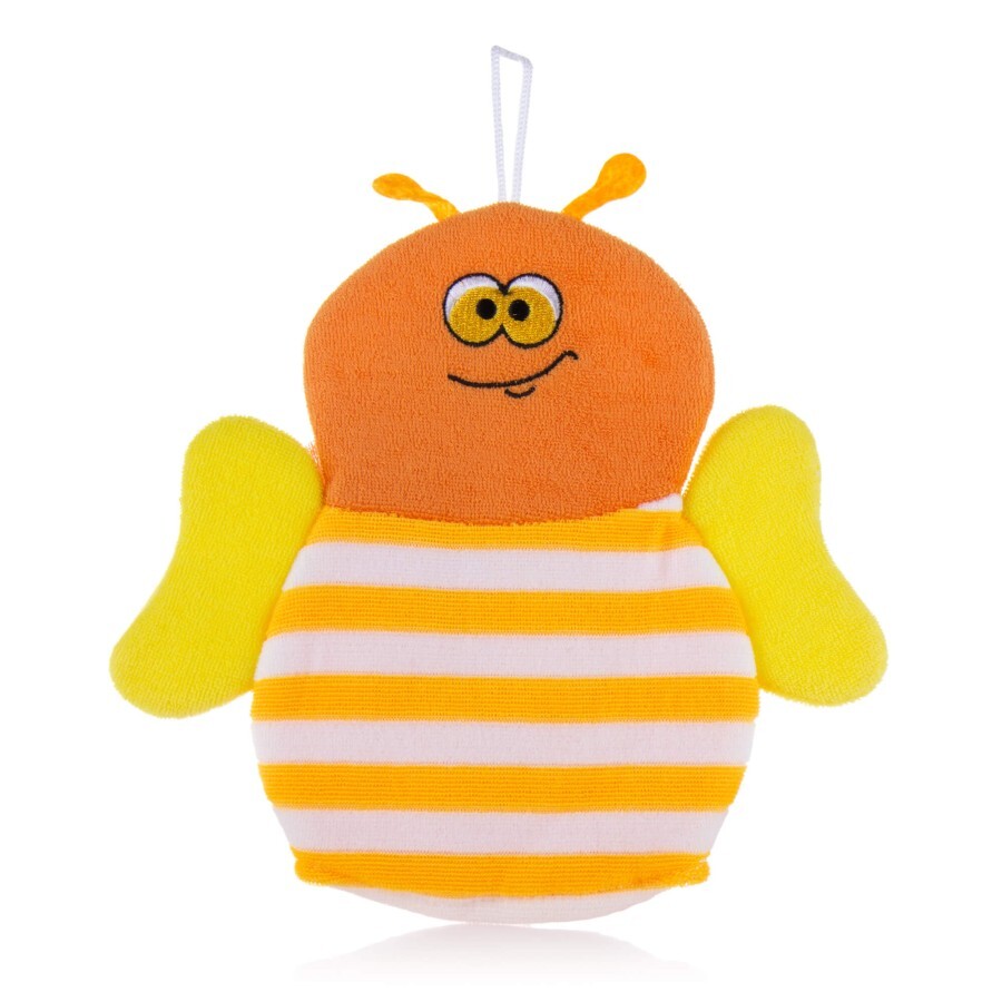 Дитяча мочалка Honey Bunny рукавичка-бант Бджола помаранчева: ціни та характеристики