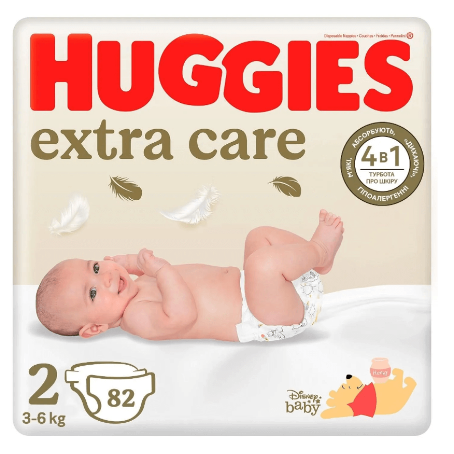 Подгузники Huggies Extra Care 2 (3-6 кг) 82 шт: цены и характеристики