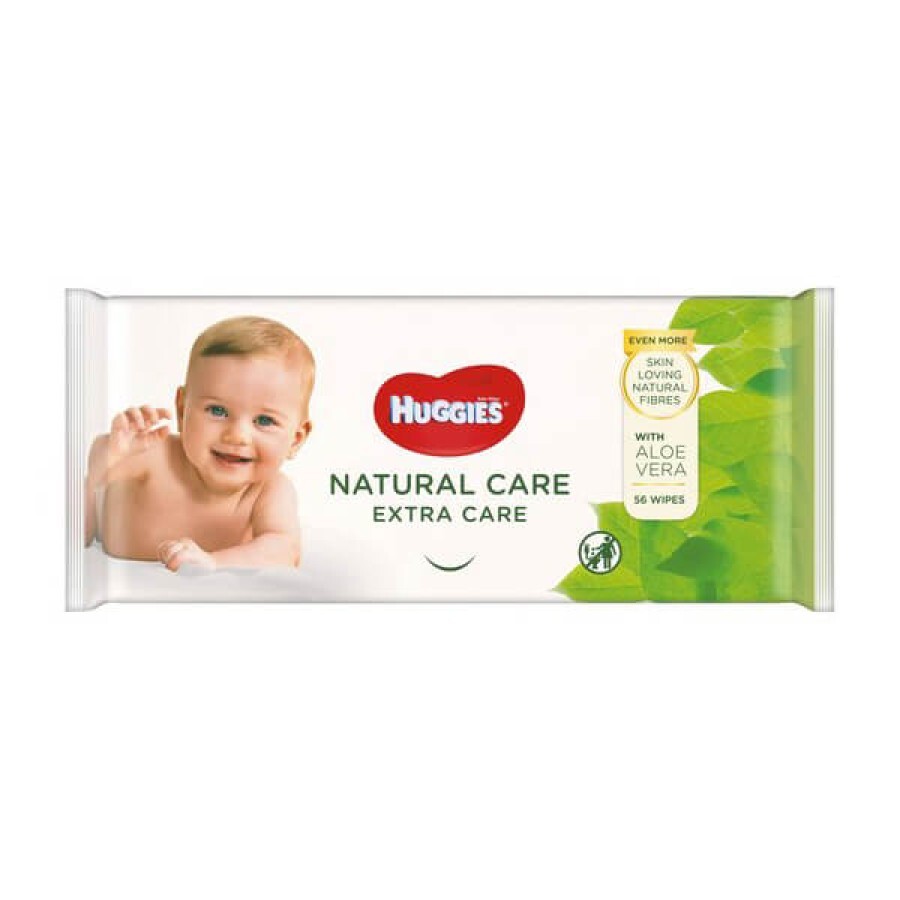 Дитячі вологі серветки Huggies Natural Care Extra Care 56 шт: ціни та характеристики