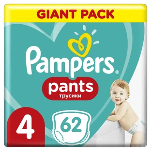 Подгузники-трусики Pampers Pants р4 9-15 кг 62шт Giant