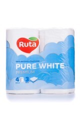 Туалетная бумага Ruta Pure White белая 3 слоя 4 шт