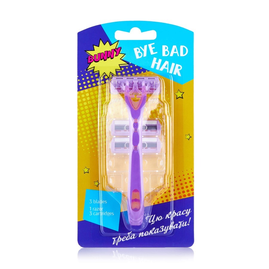 Бритва женская Bye Bad Hair Bunny 3 лезвия гибрид с 3 сменными картриджами: цены и характеристики