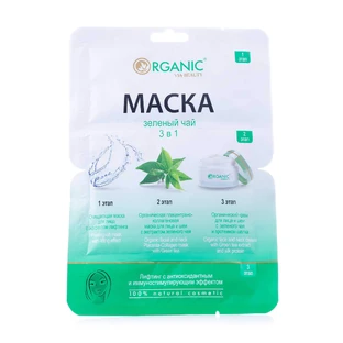 Органічна маска для обличчя та шиї Via Beauty з екстрактом зеленого чаю, 30+3г