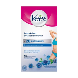 Воскові смужки Veet для депіляції лінії бікіні та під пахвами для чутливої шкіри 16шт