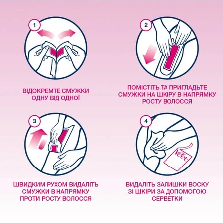 Воскові смужки Veet для депіляції нормальної шкіри 12 шт: ціни та характеристики