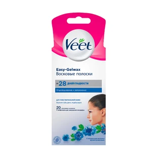 Восковые полоски Veet для эпиляции лица для чувствительной кожи 20шт