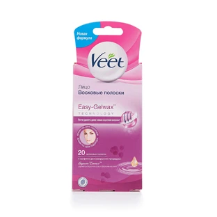 Восковые полоски Veet для эпиляции лица с ароматом розы и эфирными маслами 20 шт