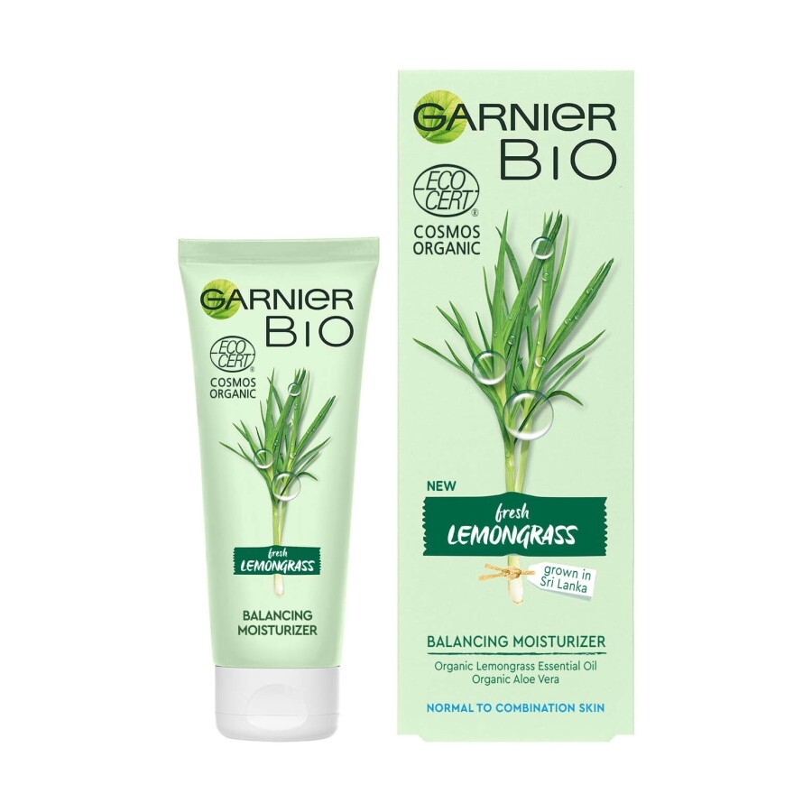 Зволожуючий крем для обличчя Garnier Bio з екстрактом лемонграсу для нормальної та комбінованої шкіри, 50 мл: ціни та характеристики