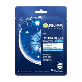 Тканевая маска Garnier Skin Naturals Аква Бомба Суперувлажняющая ночная для кожи лица с признаками усталости 28 г