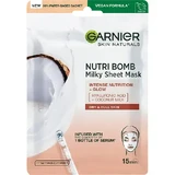 Тканинна маска Garnier Skin Naturals Живлення-Бомба з кокосовим молоком для сухої та тьмяної шкіри обличчя 28 г