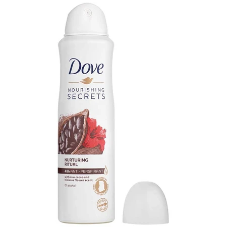 Антиперспирант-спрей Dove Nourishing Secrets Ритуал красоты с ароматом какао и цветка гибискуса 150 мл: цены и характеристики