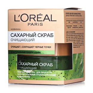 Цукровий скраб для обличчя L’Oreal Paris Очищувальний три натуральних цукри і ківі 50 мл