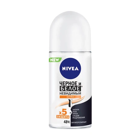Кульковий-антиперспірант Nivea Extra Чорне та біле Невидимий жіночий 50 мл: ціни та характеристики