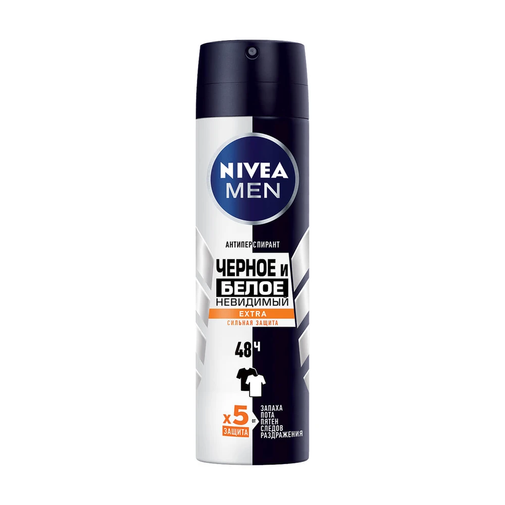 Антиперспирант-спрей Nivea Men Extra Черное и белое Невидимый мужской 150 мл: цены и характеристики