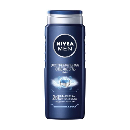 Гель для душа Nivea Men Экстремальная свежесть 2в1 для тела и волос с охлаждающим эффектом 500 мл
