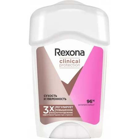 Сухой антиперспирант-крем Rexona Clinical Protection 96H Сухость и уверенность 45 мл: цены и характеристики