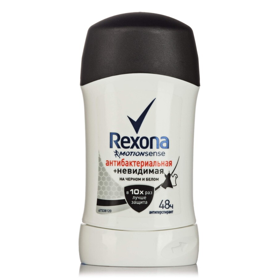 Антиперспірант-стік Rexona Motion Sense 48H Антибактеріальний та невидимий на чорному та білому одязі жіночий 40 мл: ціни та характеристики