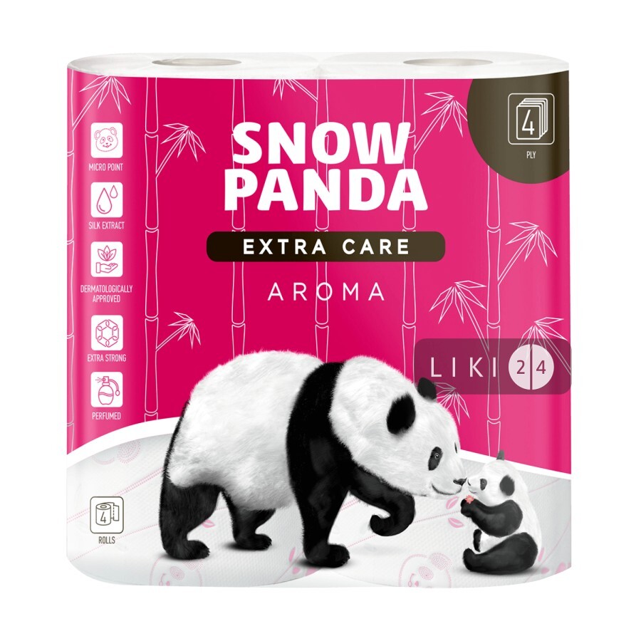 Туалетная бумага Снежная Панда Extra Care Aroma 4-слойная 4 шт: цены и характеристики