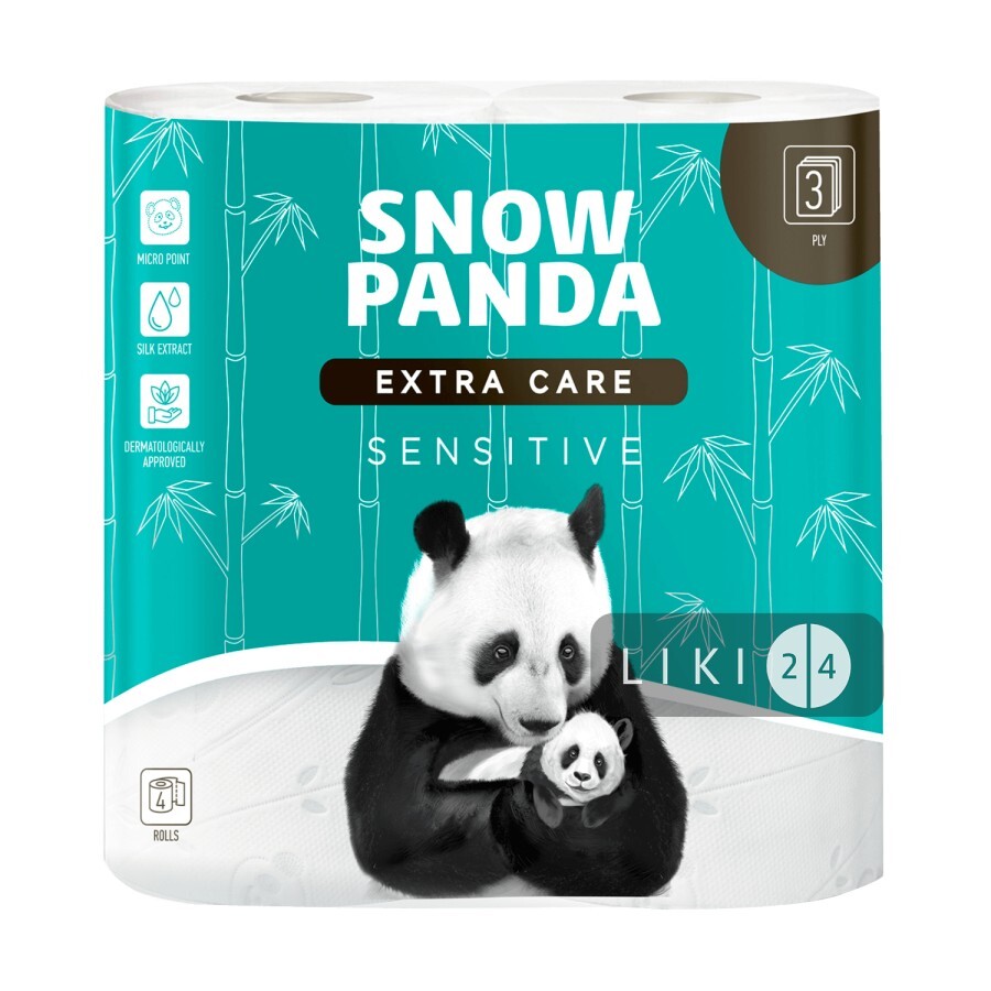 Туалетная Бумага Снежная панда Extra Care Sensitive 3 слоя 4 шт : цены и характеристики