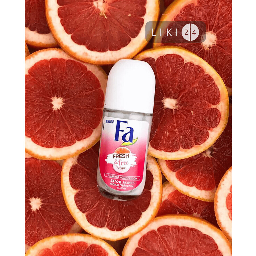 Кульковий дезодорант Fa Fresh & Free Аромат грейпфрута та лічи жіночий 50 мл: ціни та характеристики