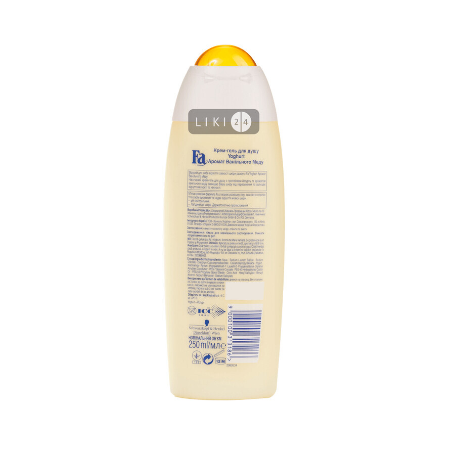 Крем-гель для душf Fa Vanilla Honey Youghurt 250 мл: цены и характеристики