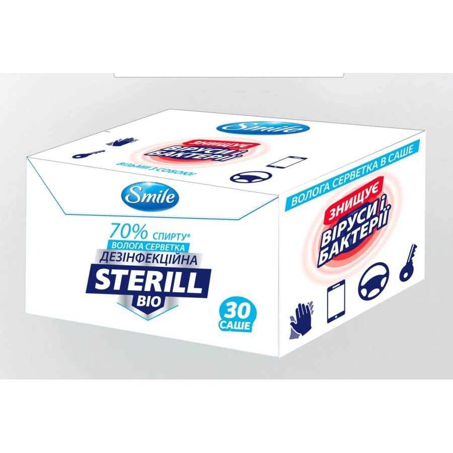 Влажные салфетки Smile Sterill Bio дезинфецирующие 30 шт: цены и характеристики