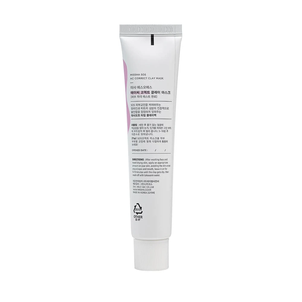 Глиняная маска для проблемной кожи лица Missha SOS AC Correct Clay Mask 60 мл: цены и характеристики
