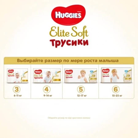 Трусики-подгузники Huggies Pants 6 Mega Elite Soft 15-25 кг, 32 шт: цены и характеристики