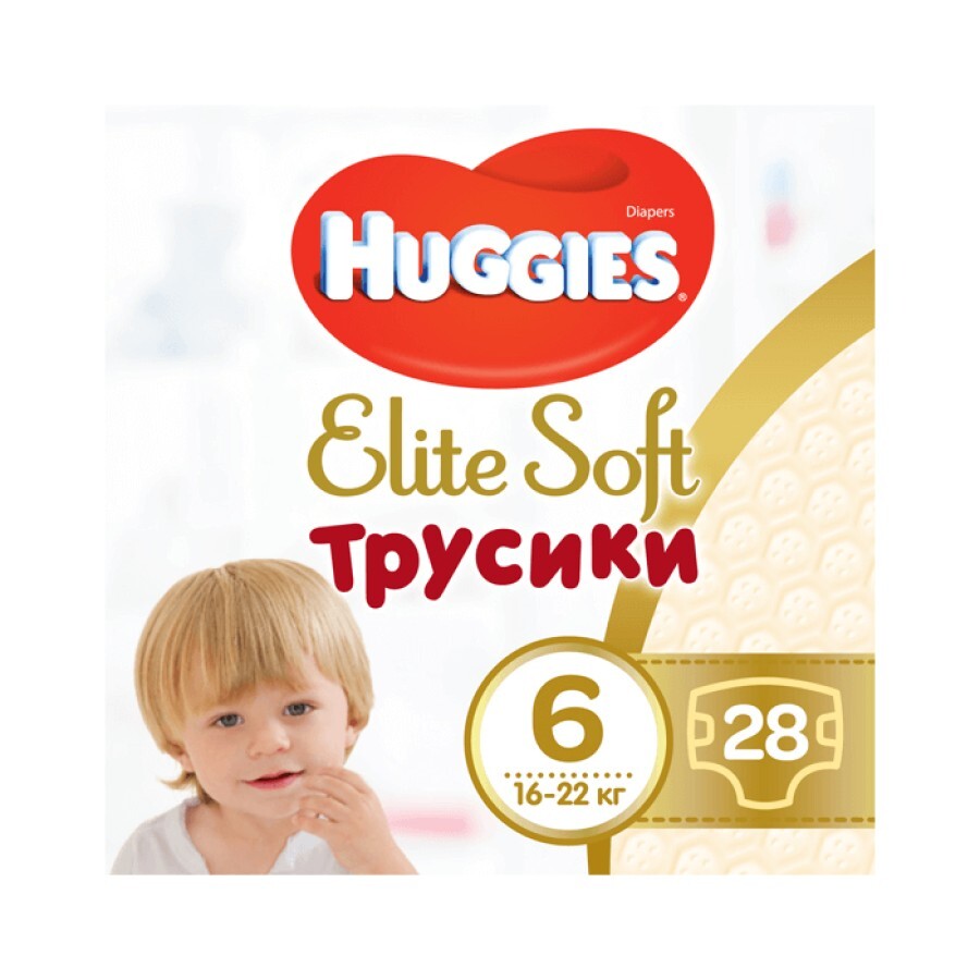 Дитячі підгузники Huggies Pants 6 Mega Elite Soft 16-22 кг, 28 шт: ціни та характеристики