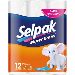 Кухонні рушники Selpak тришарові 80 відривів 12 шт.