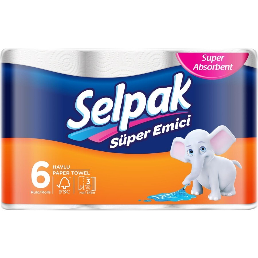 Кухонные полотенца Selpak трехслойные 80 отрывов 6 шт.: цены и характеристики