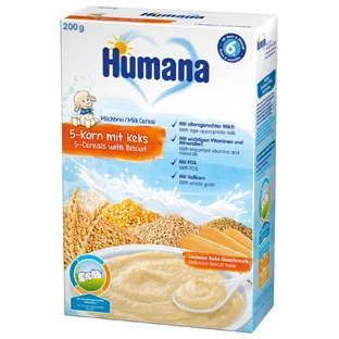 Молочная каша Humana 5 злаков с печеньем, с 6 месяцев, 200 г