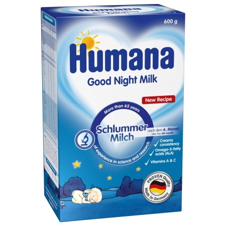 Молочна суха суміш Humana Солодкі сни з Омега-3, Омега-6 жирними кислотами з 6 місяців, 600 г