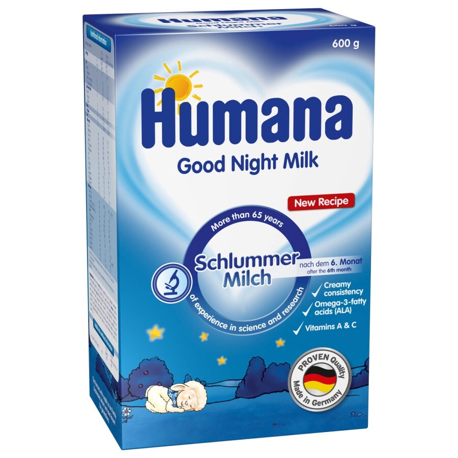 Молочна суха суміш Humana Солодкі сни з Омега-3, Омега-6 жирними кислотами з 6 місяців, 600 г: ціни та характеристики
