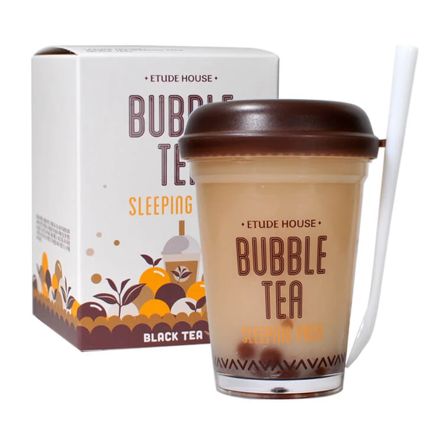 Нічна маска з екстрактом чорного чаю для сяйва і пружності шкіри Etude House Bubble Tea Sleeping Pack Black Tea, 100 мл: ціни та характеристики
