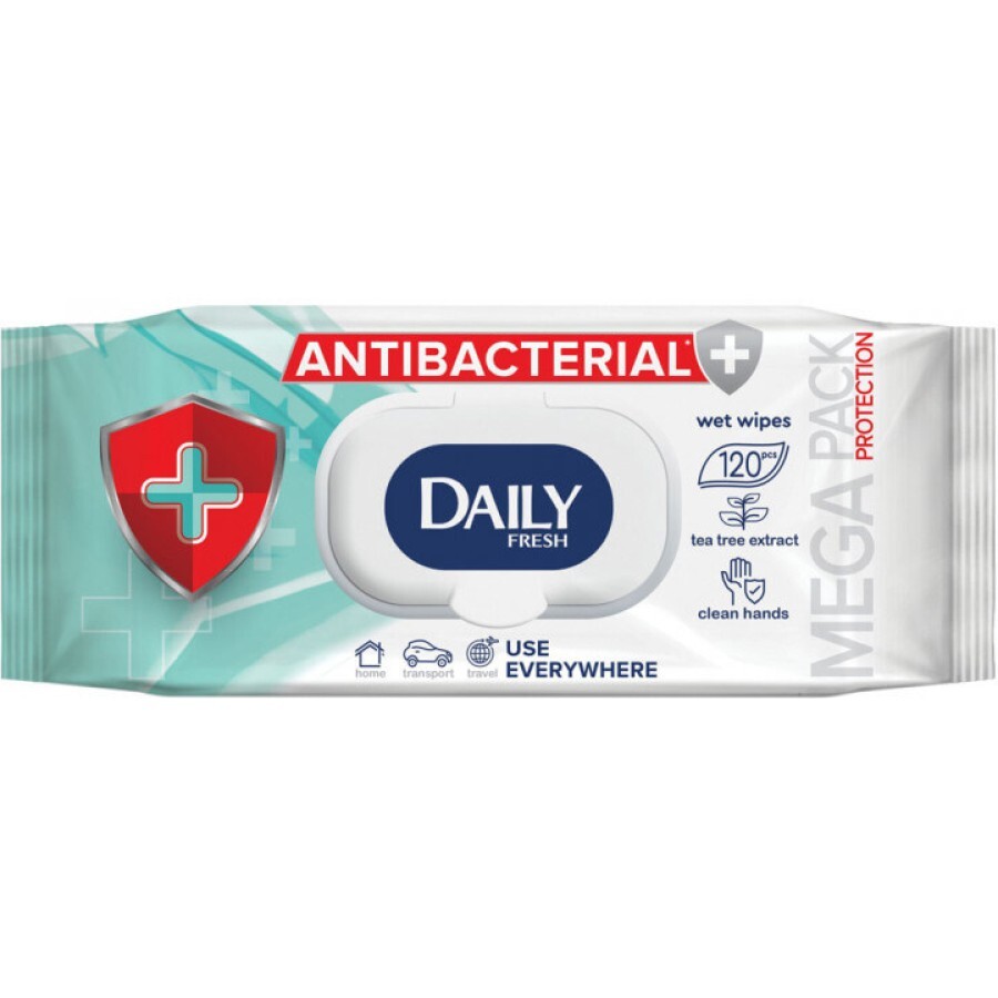 Антибактериальные влажные салфетки Daily Fresh 120 шт: цены и характеристики