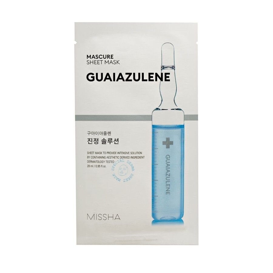 Заспокійлива маска для обличчя Missha Mascure Calming Solution Sheet Mask Guaiazulene, 27 мл: ціни та характеристики