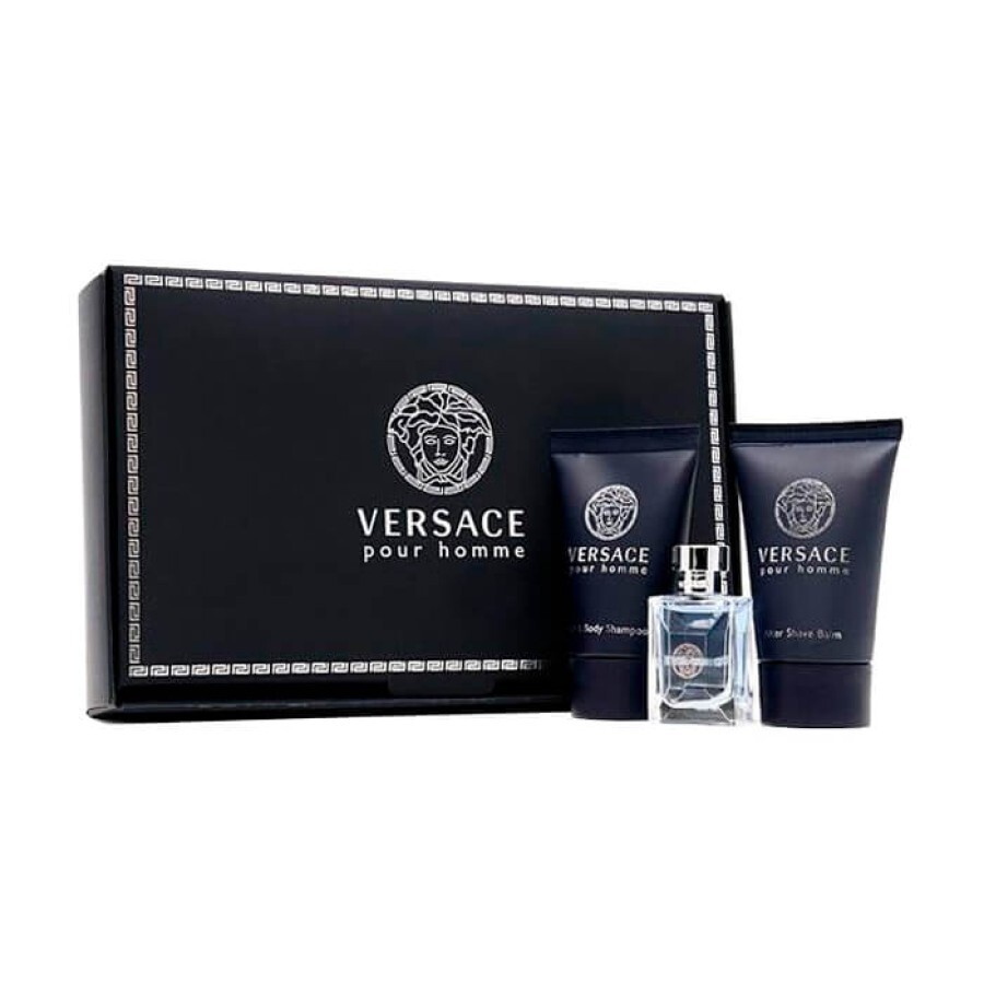 Набір Versace Pour Homme чоловічий (туалетна вода 5 мл + бальзам після гоління 25 мл + шампунь для тіла і волосся 25 мл): ціни та характеристики