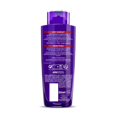 Шампунь тонуючий Elseve L'Oreal Paris Purple для меліруваного волосся, 200 мл: ціни та характеристики