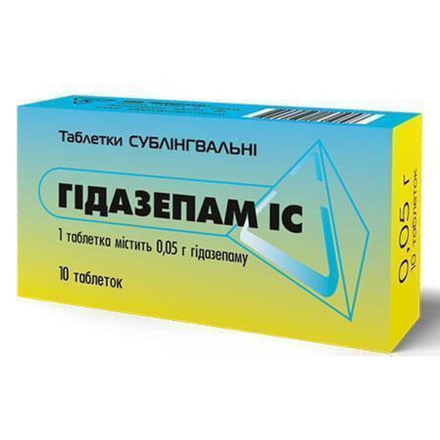 Гидазепам IC табл. сублингвал. 0,05 г блистер №10: цены и характеристики