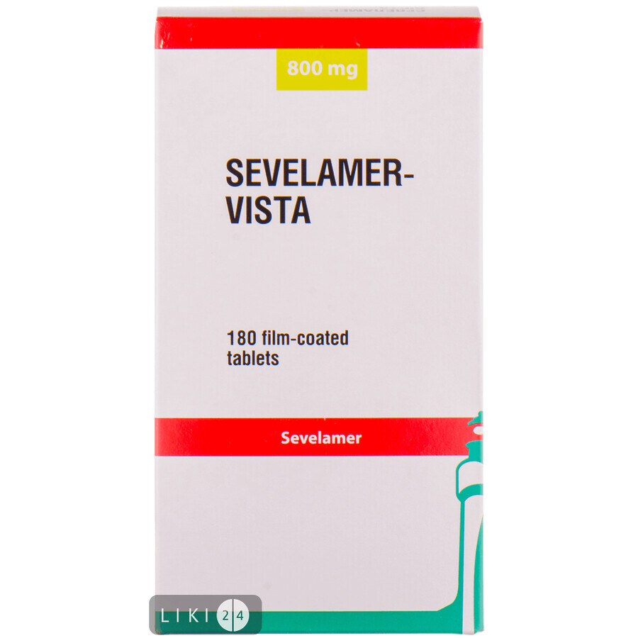 Севеламер-виста табл. п/плен. оболочкой 800 мг бутылка №180: цены и характеристики