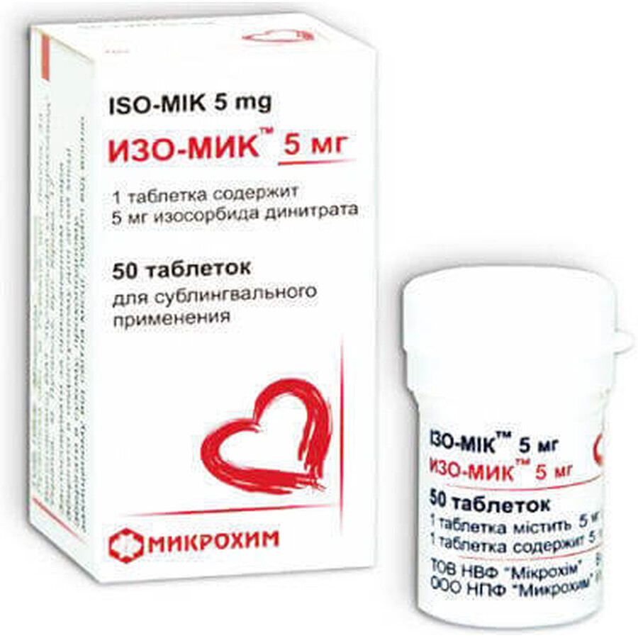 Ізо-мік 5 мг табл. сублінгв. 5 мг банка, в пачці №50: ціни та характеристики
