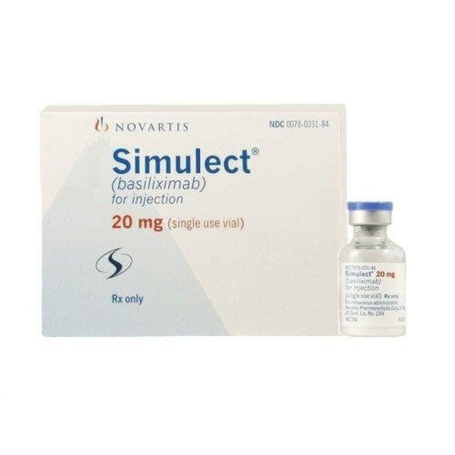 Симулект лиофил. д/р-ра д/ин. 20 мг фл., с раств. (вода д/ин) амп. 5 мл: цены и характеристики