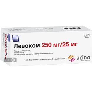 Левоком табл. 250 мг + 25 мг блистер, в пачке №100