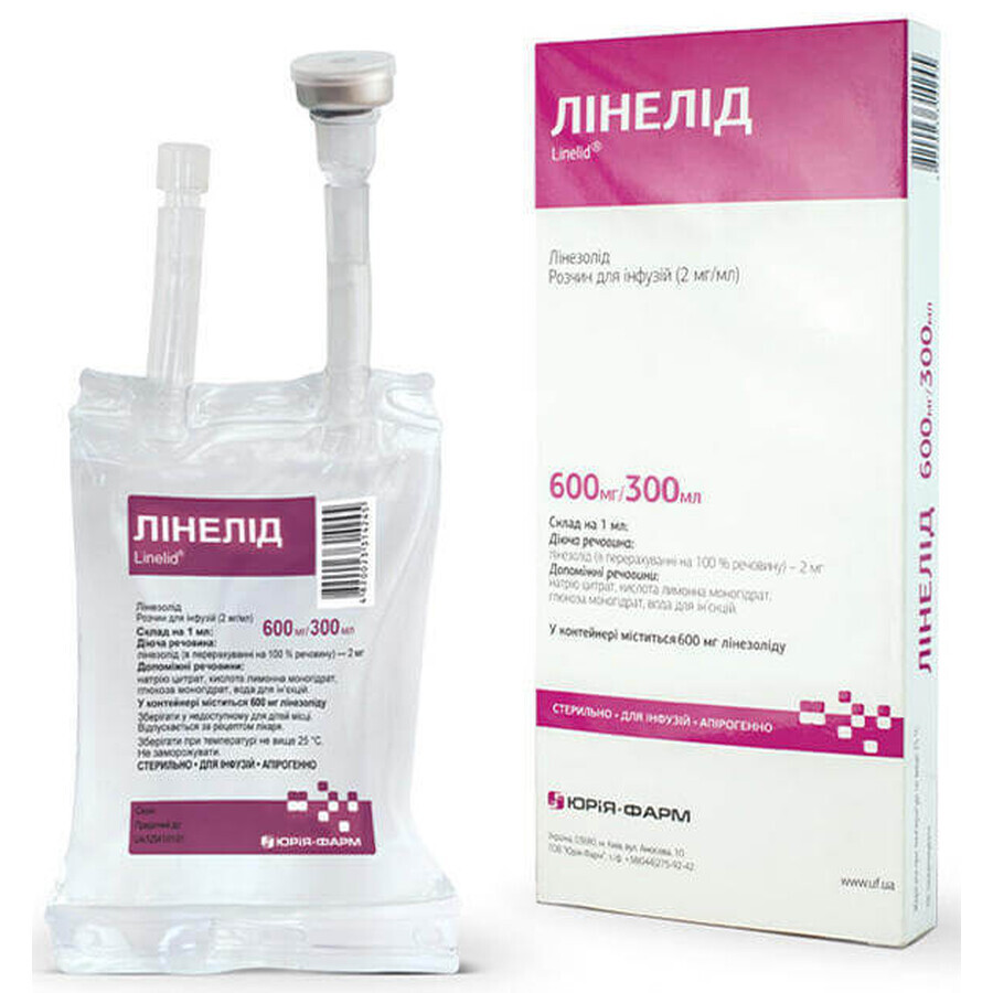 Лінелід р-н д/інф. 2 мг/мл контейнер полімер. 300 мл