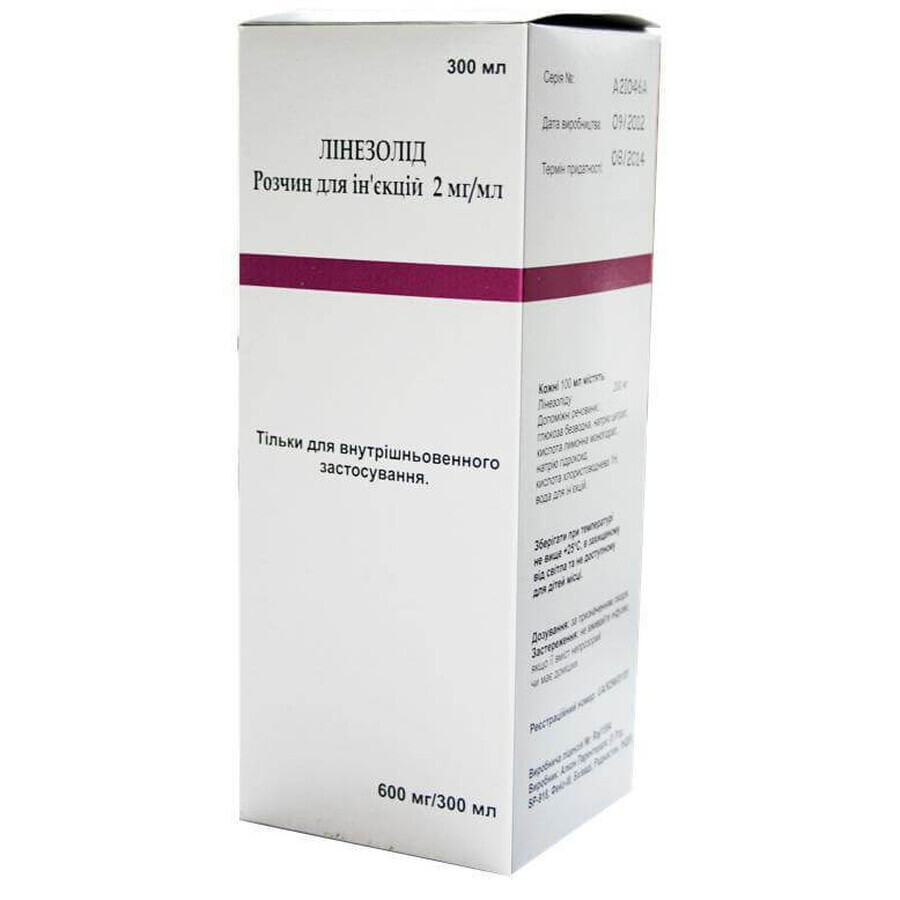 Лінезолід р-н д/ін. 2 мг/мл фл. 300 мл: ціни та характеристики