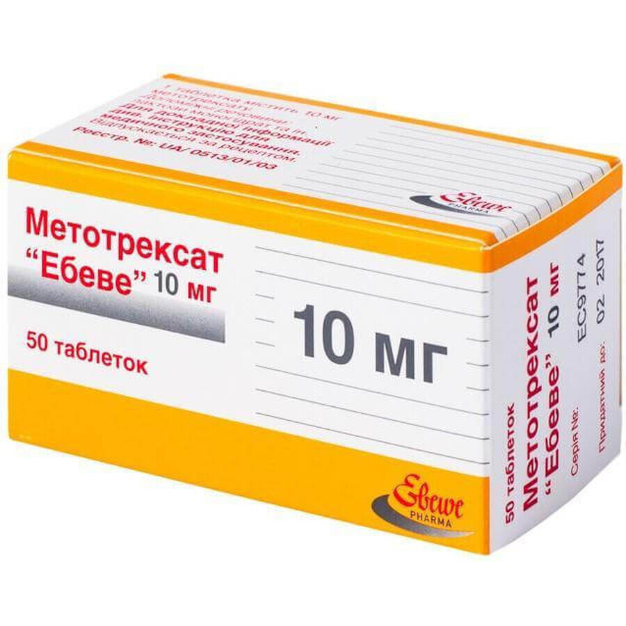 Метотрексат Ебеве табл. 10 мг контейнер, у коробці №50 відгуки