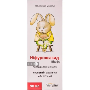 Нифуроксазид-вишфа сусп. оральн. 220 мг/5 мл фл. 90 мл, с дозир. стак. или мерн. лож.